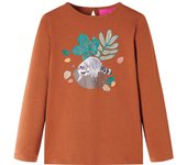 Camiseta infantil de manga larga color 92 en color Ocre/Coñac