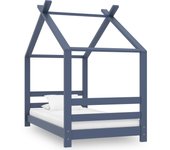 vidaXL Estructura de cama infantil madera maciza pino 70x140 cm en color Blanco/Marrón/Gris