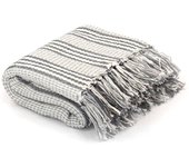 vidaXL Manta a rayas de algodón 160x210 cm en color Gris y blanco/Azul marino/Rosa y más