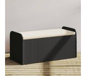 vidaXL Banco de almacenaje y cojín ratán sintético 115x51x52 cm en color Marrón/Negro/Gris | acolchados duraderos para sofás de jardín terraza exterior