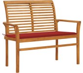vidaXL Banco de jardín madera maciza de teca con cojín 112 cm en color Verde/Azul/Azul real y más | acolchados duraderos para sofás de jardín terraza exterior