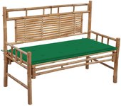 vidaXL Banco de jardín con cojín bambú 120 cm en color Rojo vino tinto/Verde brillante/Beige y más | acolchados duraderos para sofás de jardín terraza exterior