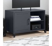 vidaXL Mueble de TV acero 68x39x43,5 cm en color Negro/Verde/Antracita y más | almacenamiento funcional diseño moderno para baño dormitorio sala