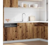 vidaXL Armario bajo fregadero “Lyon” madera ingeniería en color Blanco/Marrón roble/Roble ahumado y más | almacenamiento funcional diseño moderno para baño dormitorio sala