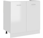 vidaXL Armario bajo fregadero “Lyon” madera ingeniería en color Blanco/Marrón roble/Roble ahumado y más | almacenamiento funcional diseño moderno para baño dormitorio sala