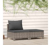 vidaXL Sofá/Sillón/ Reposapiés de jardín con cojín ratán sintético gris en modelo middle/sillón/2x centrales y más | acolchados duraderos para sofás de jardín terraza exterior