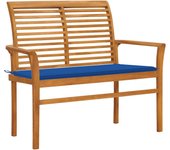 vidaXL Banco de jardín madera maciza de teca con cojín 112 cm en color Verde/Azul/Azul real y más | acolchados duraderos para sofás de jardín terraza exterior