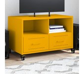 vidaXL Mueble de TV de acero oliva 68x39x43,5 cm en color Verde/Antracita/Negro y más | almacenamiento funcional diseño moderno para baño dormitorio sala