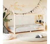 vidaXL Estructura de cama infantil de madera maciza de pino 70x140 cm en color Marrón/Gris/Blanco