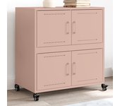 vidaXL Aparador de acero laminado en frío 68,5x39x72 cm en color Rosa/Negro