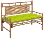 vidaXL Banco de jardín con cojín bambú 120 cm en color Antracita/Rojo vino tinto/Verde brillante y más | acolchados duraderos para sofás de jardín terraza exterior