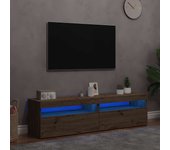 vidaXL Muebles de TV con luces LED 2 uds 75x35x40 cm en color Blanco brillante/Roble ahumado/Roble artisan y más | almacenamiento funcional diseño moderno para baño dormitorio sala