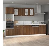vidaXL Armario bajo fregadero “Lyon” madera ingeniería en color Blanco/Marrón roble/Roble ahumado y más | almacenamiento funcional diseño moderno para baño dormitorio sala
