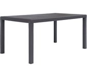 vidaXL Mesa de jardín de plástico aspecto ratán gris 150x90x72 cm en color Antracita/Blanco/Marrón | estructura resistente ideal para salón dormitorio o estudio