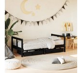 vidaXL Estructura de cama infantil con cajones madera de pino 80x160cm en color Natural/Negro