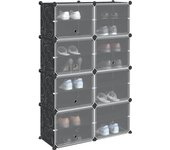 vidaXL Estantería de cubos y puertas PP negro en dimensiones 84.5x31.5x93.5 cm/165.5x31.5x123 cm/165.5x31.5x93.5 cm y más | almacenamiento funcional diseño moderno para baño dormitorio sala