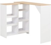 vidaXL Mesa de bar con estantería móvil 138x39x110 cm en color Roble/Gris/Negro y más | estructura resistente ideal para salón dormitorio o estudio
