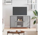vidaXL Mueble de TV madera de ingeniería 100x35x65 cm en color Roble Sonoma/Negro/Gris sonoma | almacenamiento funcional diseño moderno para baño dormitorio sala