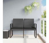 vidaXL Banco jardín 2 plazas cojines PP aspecto de ratán en color Gris oscuro/Negro/Marrón | acolchados duraderos para sofás de jardín terraza exterior