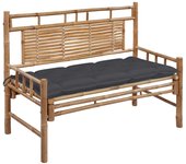 vidaXL Banco de jardín con cojín bambú 120 cm en color Antracita/Rojo vino tinto/Verde brillante y más | acolchados duraderos para sofás de jardín terraza exterior