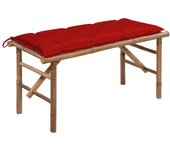 vidaXL Banco de jardín plegable con cojín bambú 118 cm en color Crema/Rojo/Taupé y más | acolchados duraderos para sofás de jardín terraza exterior