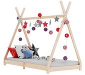 vidaXL Estructura de cama infantil madera maciza pino 80x160 cm en color Gris/Blanco/Marrón