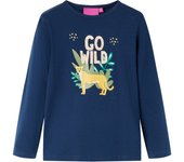 Camiseta infantil de manga larga 140 en color Azul marino/Rosa claro/Coñac