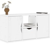 vidaXL Mueble para TV con cajón ODDA 79x24x40 cm madera pino en color Blanco/Marrón | almacenamiento funcional diseño moderno para baño dormitorio sala