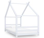 vidaXL Estructura de cama infantil madera maciza pino 90x200 cm en color Blanco/Gris