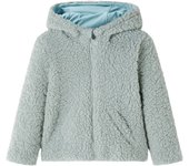 Chaqueta infantil con capucha pelo sintético borreguito claro 104 en color Coñac/Verde