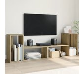 vidaXL Muebles de TV 2 uds madera ingeniería 75x30x50 cm en color Gris sonoma/Negro/Gris hormigón y más | almacenamiento funcional diseño moderno para baño dormitorio sala