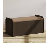 vidaXL Banco de almacenaje y cojín ratán sintético 115x51x52 cm en color Marrón/Negro/Gris | acolchados duraderos para sofás de jardín terraza exterior