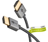 goobay Cable HDMI delgado alta velocidad con Ethernet, 3m / 4K (3840 x 2160) UHD @ 60hz con hasta 18 Gbit/s, transmisión audio y vídeo para, por ejemplo, PlayStation 5, Xbox ONE o Fire TV, 75754