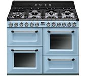 Cocina Gas y Eléctrica - Smeg TR4110AZ, Eficiencia A, 110 cm, 7 fuegos, Azul