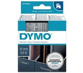 DYMO D1 - Etiquetas estándar - Blanco sobre transparente - 12mm x 7m