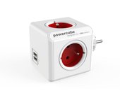 Allocacoc PowerCube Original USB Type E base múltiple 4 salidas AC Interior Rojo