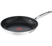 Tefal Sartén G73206, 28 cm, apta para inducción, revestimiento antiadherente duradero, tecnología de señal térmica, acero inoxidable/negro