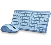 NGS Fantasy Kit Blue -Combo Teclado y Ratón Idioma Español QWERTY Recargable Inalámbrico Silencioso, Multimodo (2,4 GHz/BT1/BT2), 12 Teclas Multimedia, dpi Ajustable, Compatible con PC/Mac/Tablets