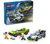 LEGO City Coche de Policía y Potente Deportivo, Vehículo de Emergencia de Juguete, Regalo para Niños y Niñas de 6 Años o Más, Juego Imaginativo y de Roles, Minifiguras de Agente y Ladrona 60415