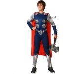 Atosa | Disfraz de Héroe Cómic Thor Niño Infantil | Dios del Trueno | Túnica y Capa | Martillo No Incluido | Ideal para Carnaval, Halloween y Fiestas | Disfraces Infantiles para Niños de 7 a 9 Años