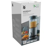 WMF Kitchenminis - Batidora de vaso 400 W,0.8 litros, 6 cuchillas, recipiente de vidrio, acabado de acero inoxidable cromargan mate, 5 velocidades, negro/transparente