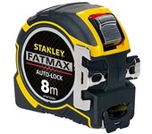 STANLEY FATMAX - XTHT0-33501 - Flexómetro AutoLock 8 metros x 32mm, Cinta ancha, Gancho magnético con posición cero real, Estuche bimaterial ergonómico, Mecanismo de bloqueo inverso.