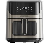 BLACK+DECKER BXAF6500E - Freidora de aire sin aceite de 1600W, 6,5L, hasta 1300g de patatas, ventana transparente en la cesta, temperatura de 80 a 220ºC, 8 programas