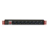 Techly I-CASE STRIP-81UD unidad de distribución de energía (PDU) 8 salidas AC 1U Negro, Rojo