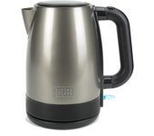 Black+Decker BXKE2201E - Hervidora de agua electrica de 2200w, capacidad 1.7L, Apagado automático, Nivel de agua visible, Botón de apertura, Acabado antihuellas de acero inoxidable.
