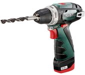 Metabo PowerMaxx BS Basic 600984000 - Taladro atornillador a batería de 12 V 2.0 Ah Li-Ion incl. segunda batería, incl. caros