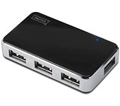 Digitus USB HUB - 4 Puertos - USB de alta velocidad 2.0 - 480 Mbps - Plug & Play - Cable de conexión 66 cm - Negro