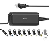 HAMA | Cargador Universal para Ordenador Portátil (Incluye 8 Conectores para Portátiles 15 V, 19 V, 90 W, Ergónomico, Compatible en Todo el Mundo) Color Negro.