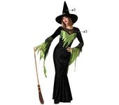 Atosa disfraz bruja verde elegante con sombrero mujer adulto XL