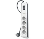 Belkin Regleta de enchufes de 4 tomas con protección contra sobretensiones, ladrón con 4 enchufes de CA protegidas, 525 julios, cable de 2 metros, multiplicador de enchufes con protección eléctrica